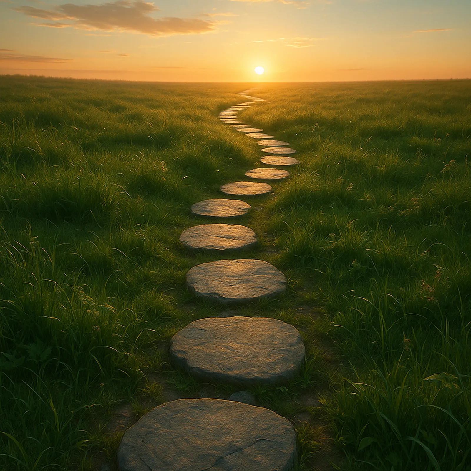 Stepping stones crossing a calm stream